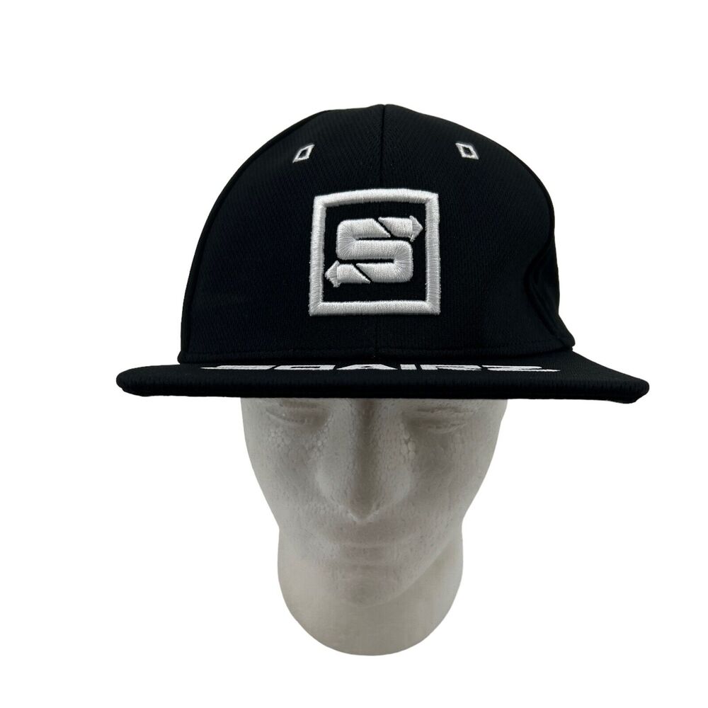 Sqairz Golf Hat Mens Adjustable Black Breathable Moisture Wicking Square Bill